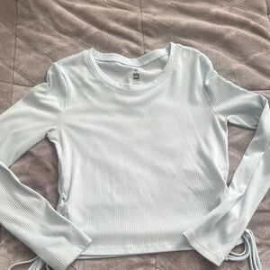 Light Blue Ribbed Long Sleeve Top